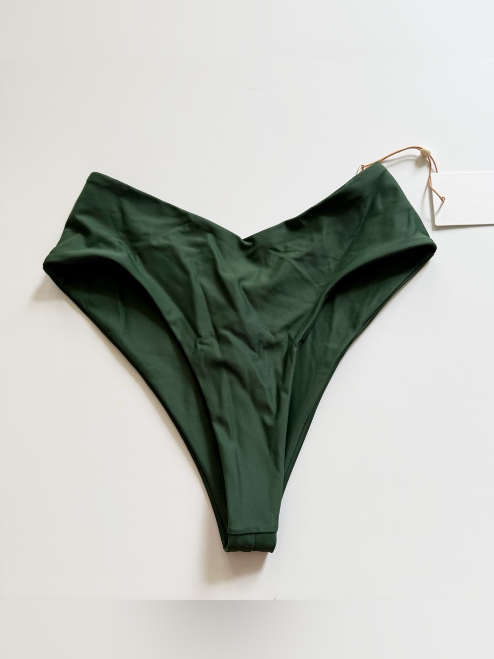 Quince Women's Italian V-Cut High Rise Bikini Bottom in Palm S Small NWT